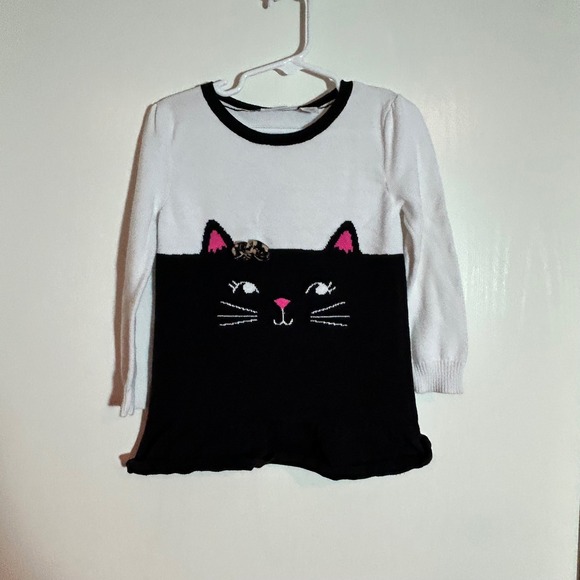 Jumping Beans Girls 4T Black White Cat Sweater Dress Long Sleeve - Picture 1 of 3